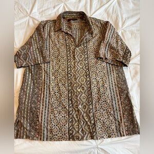 Tori Richard Brown Multi-Pattern Short Sleeve Button-Up